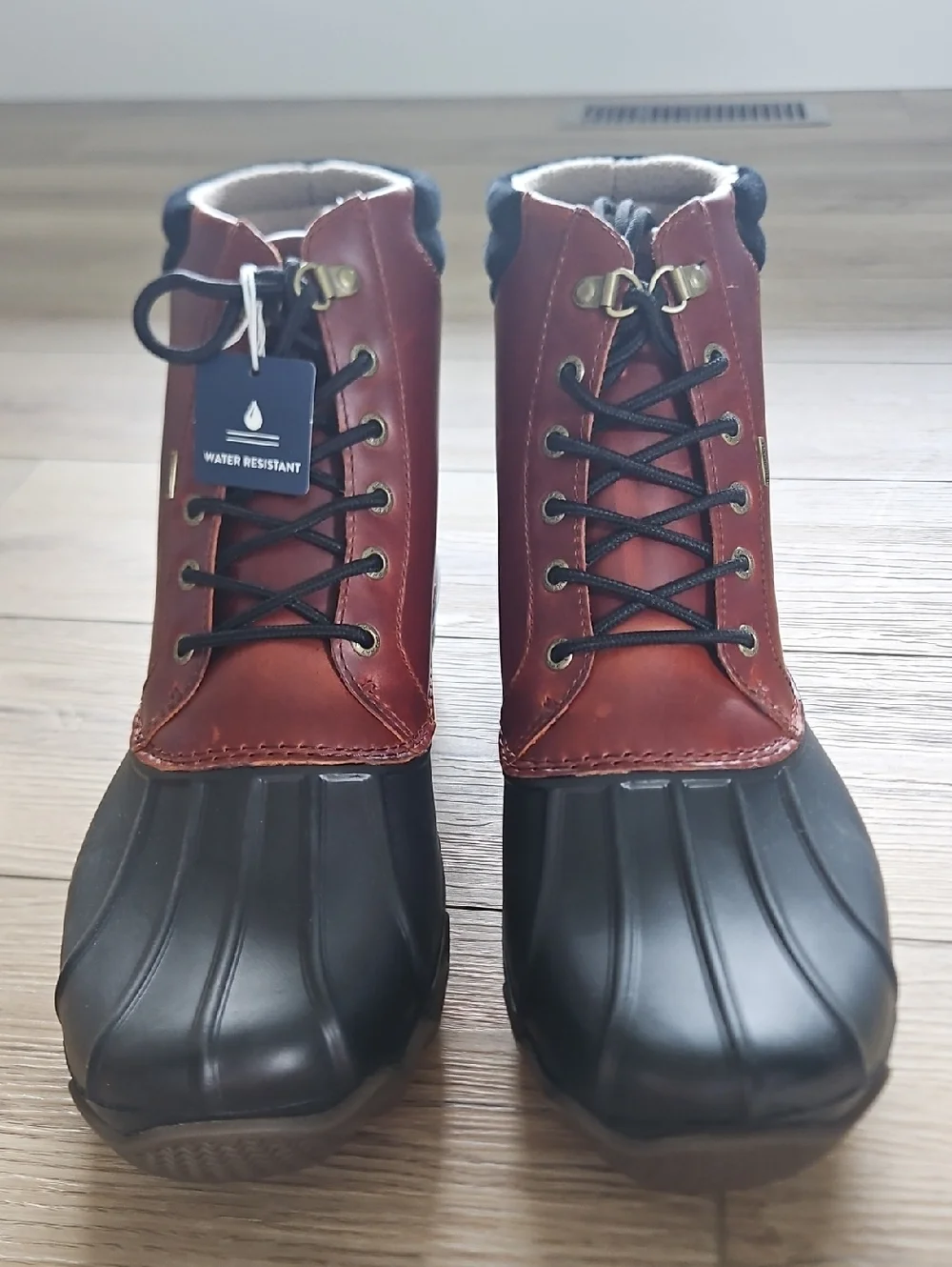 Sperry Men’s Brown Leather and Black Rubber Rain Boot Avenue Duck